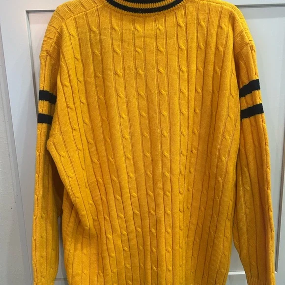 Nautica Men's V-Neck Sweater in Yellow and Navy grandpa preppy vintage XL - Picture 4 of 5